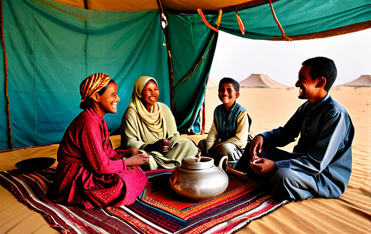 모리타니 이슬람 문화 - Mauritanian Family Tea Ceremony**

"A warm, inviting scene of a Mauritanian family gathered in a tra...