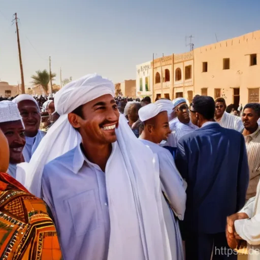 모리타니 쿠데타 역사 - **Prompt 1: "The Dawn of Independence in Mauritania"**
    "A vibrant and hopeful scene in a bustlin...
