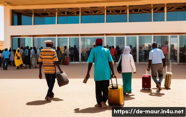 모리타니 가는 방법 - A bustling scene at Nouakchott-Oumtounsy International Airport in Mauritania, showing diverse travel...