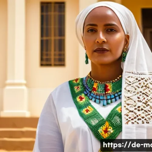 모리타니 출신 유명 인물 - A dignified portrait of a prominent Mauritanian female political leader in traditional attire with i...